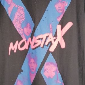 Small MONSTA X T Shirt Men’s Unisex By HASHTAG Black Neon Pink Logo Kpop KOREA